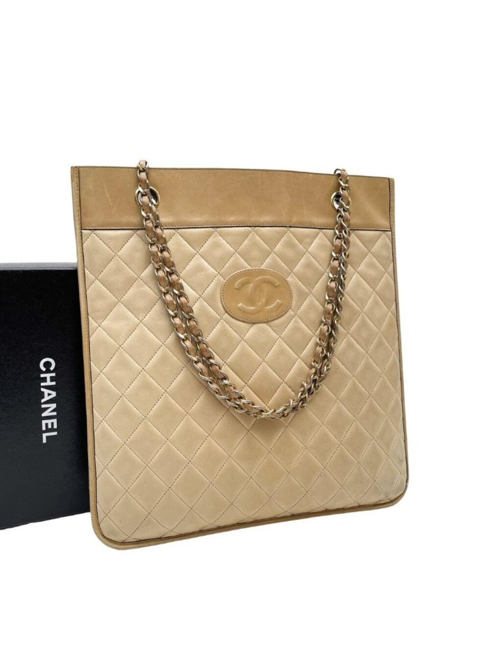 Chanel Quilted CC Logo Chain Shoulder Tote Bag